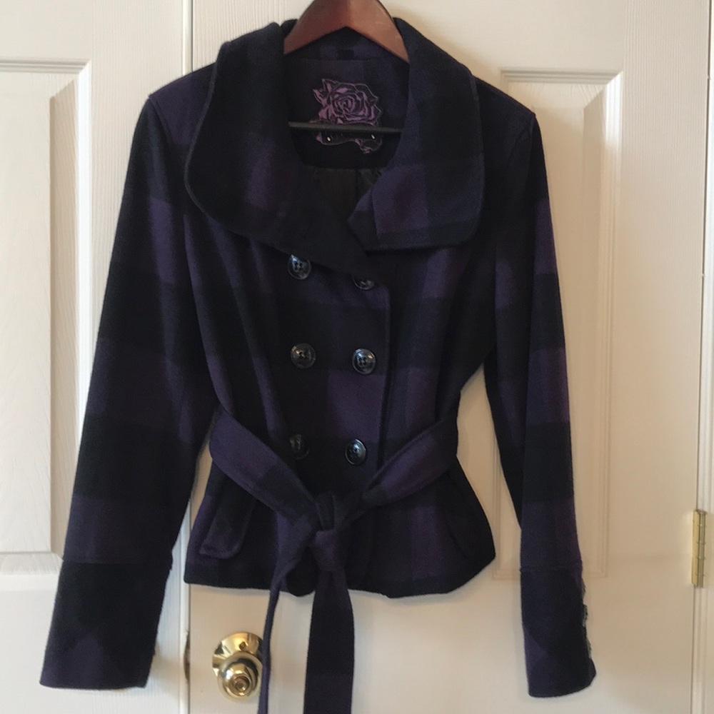 Guess Purple & Black Plaid Jacket - Picture 13 of 17